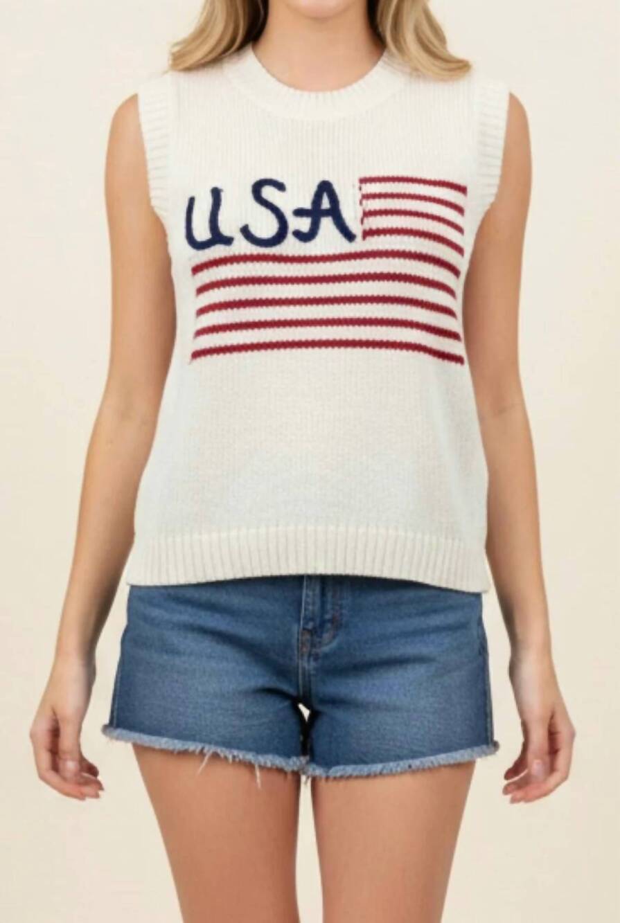 NEW PINCH flag sweater top in white